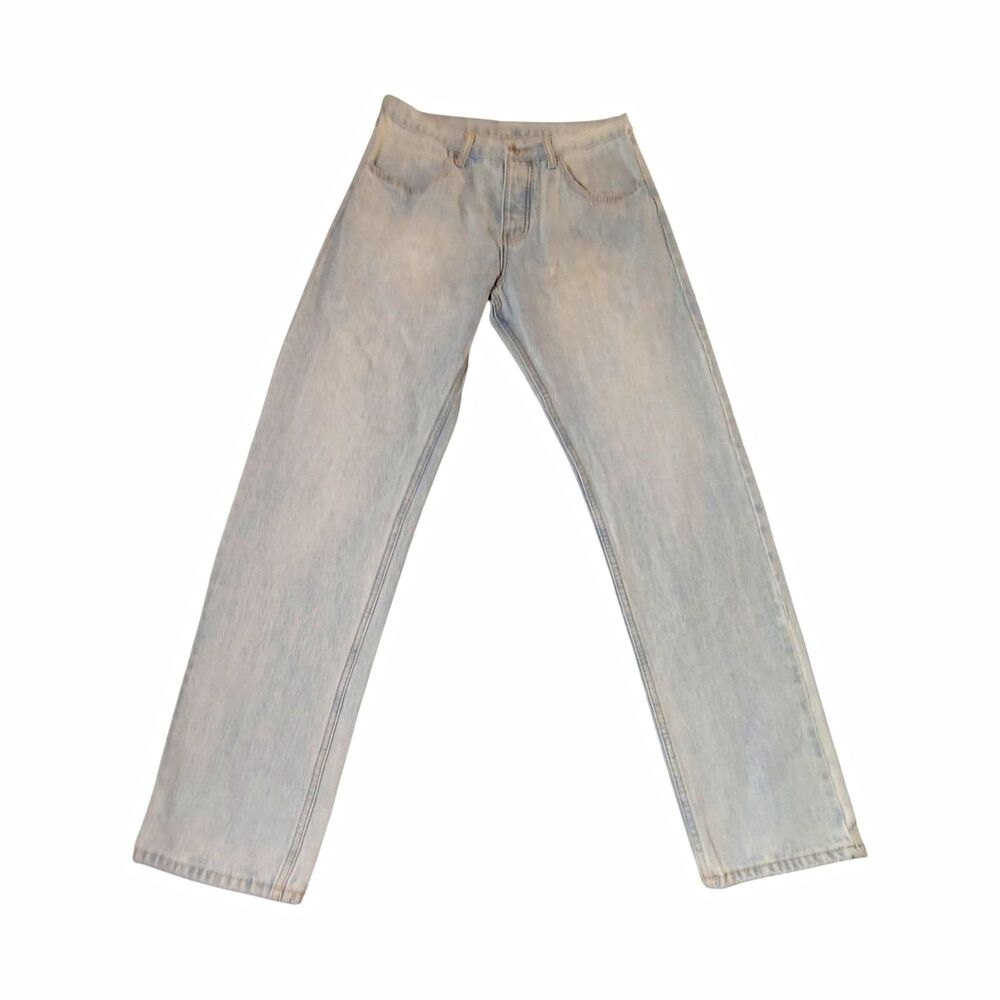 Women's Straight Leg Light Wash Blue Denim Jeans Button Fly 5-Pocket Cotton